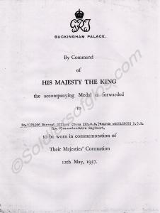 Photocopy of Certificate 'Medal is forwarded to be