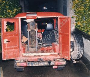 Captured Provisional I.R.A. van with mortar. Glouc