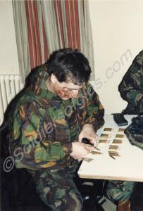 Soldier checking ammunition. Gloucestershire Regim