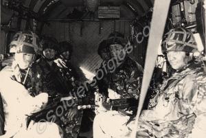 Training exercise. Soldiers inside a Wessex helico