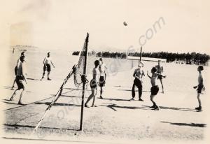 Soldiers playing volleyball. Gloucestershire Regim