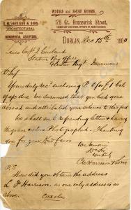 Correspondence concerning the headstone for his de