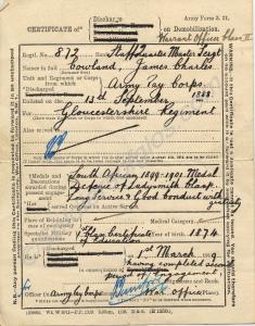 Certificate of Discharge. 872 Staff Quartermaster