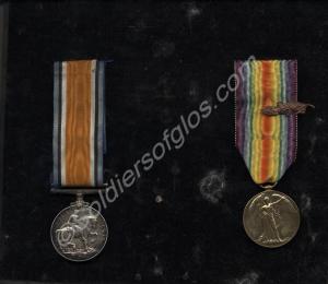 Group of two medals in black frame; British War Me