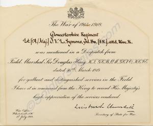 Mention in Despatches. Major Owen Vincent Littleto
