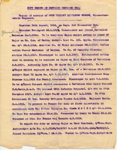 Record of Service of Major Owen Vincent Littleton