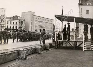 Brigadier Heidenstam taking the salute. Gloucester