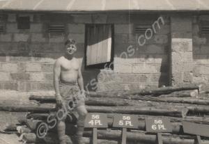 Soldier in camp.  1st Battalion, Gloucestershire R