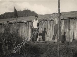 View in camp - 'Pigs out, Glosters in'.   1st Batt