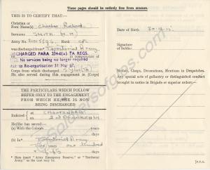 Discharge Certificate, 31st March 1967.Sergeant C.