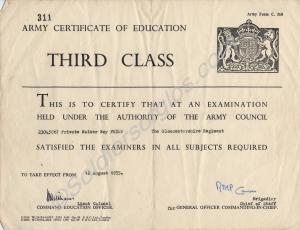 Army Certificate of Education - Third Class. 23043