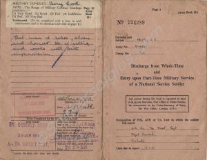 National Service discharge certificate. 23043867 P