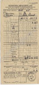 Pay slip. 23043867 Private Walter Roy Fripp. "C" C