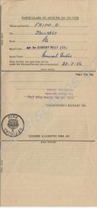 Territorial Army Service details. 23043867 Private