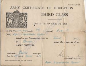 ArmyCertificate of Education, Third Class, 1927. 5