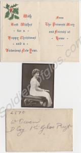 Princess Mary Christmas card.  4870 Sergeant  Will