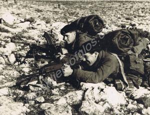 Two soldiers on manouevres. Gloucestershire Regime