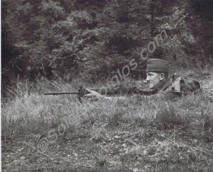 Private Hicks in sniping position. Gloucestershire