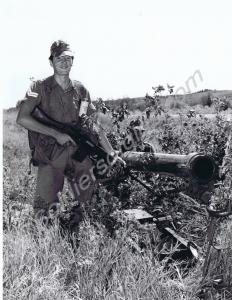 Soldiers on exercise with MOBAT anti-tank gun.  Gl