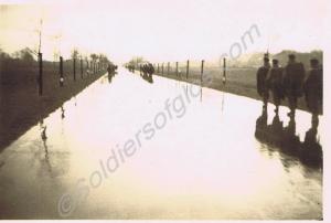 Marching in the rain.  1st Battalion, The Gloucest