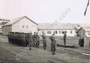 HQ Company marching past Colonel J.P. Carne. Glouc