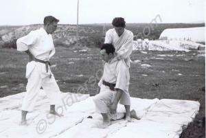 Judo match. Sergeant Neaves with Corporals Neville