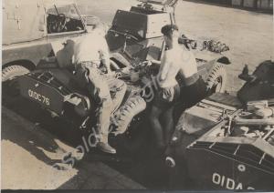 Servicing a Ferret scout car. 1st Battalion, The G
