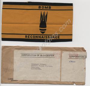Orange and black 'Bomb Reconnaissance' arm band. W