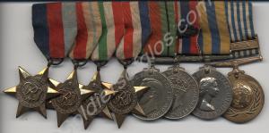 Group of eight medals; 1939-1945 Star, Africa Star