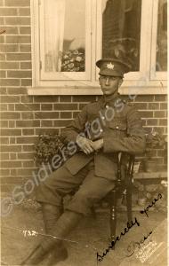 Private Hubert Charles Barnes MM seated in garden