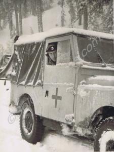 Corporal Brian Wiggins driving medical Land Rover