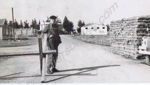 Private Tom Barnes manning a road block in Nicosia