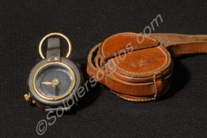 Brass civilian compass with leather case. The comp