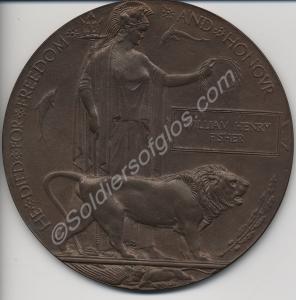 Bronze memorial plaque awarded to 21121 Private Wi