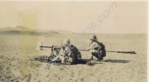Vickers machine gun on firing range. 1st Battalion
