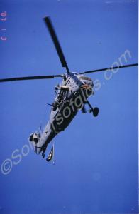 Wessex helicopter flying a pennant. c. 1990.