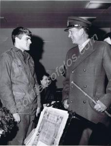 Drummer Christopher Stacey with General Sir Charle