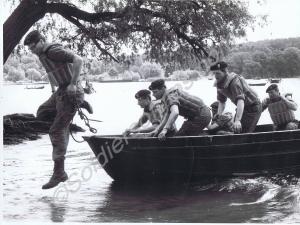 River crossing exercise. Gloucestershire Regiment.