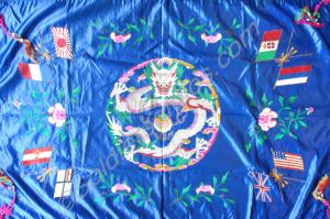 Silk embroidered table cover Chinese with a tassle
