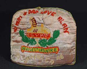 Wool Embroidered tea cosy with Front Badge and To