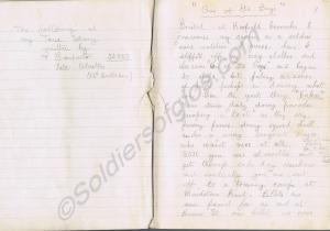 Memoir written by Private Percy Carpenter of 13th