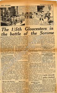 Newspaper cutting from the Gloucester Citizen date
