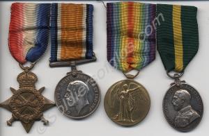 Group of four medals; 1914-1915 Star, British War