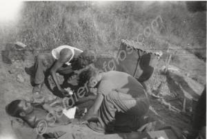 Regimental Aid Post. British medics attending woun