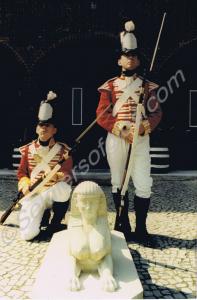 Soldiers dressed as grenadiers of the 28th (North