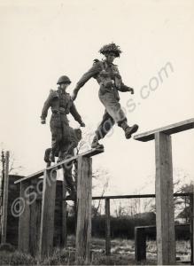 Assault course training. Gloucestershire Regiment