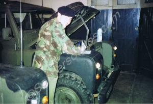 Open Day - inspecting the engine of a Land Rover.