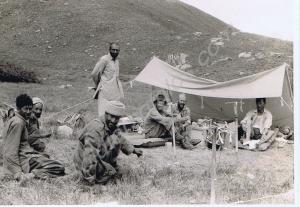 Mountain climbing. In camp in the Haramosh foothil