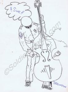 Cartoon of 'The Cellist!' (Berlin Band Strings). b