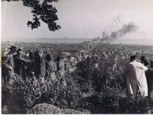 Civilians of Le Havre watching Allied shelling of